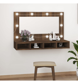 Armoire à miroir avec LED Chêne marron 90x31,5x62 cm