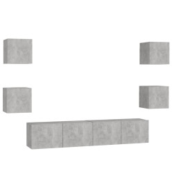 Ensemble de meubles TV 6 pcs Gris béton Aggloméré