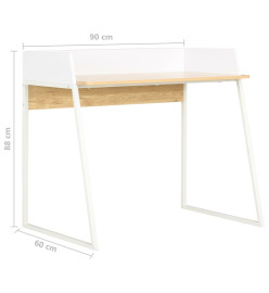 Bureau Blanc et chêne 90 x 60 x 88 cm