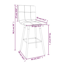 Tabourets de bar lot de 2 gris foncé tissu