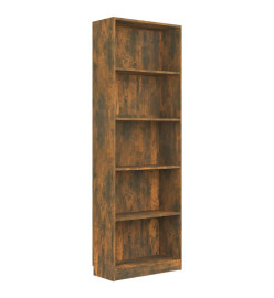 Bibliothèque 5 niveaux Chêne fumé 60x24x175cm Bois d'ingénierie