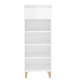 Armoire à chaussures Blanc brillant 40x36x105cm Bois ingénierie