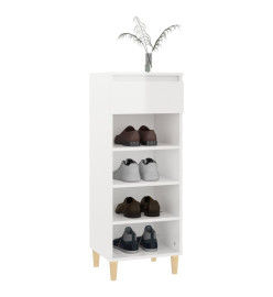 Armoire à chaussures Blanc brillant 40x36x105cm Bois ingénierie