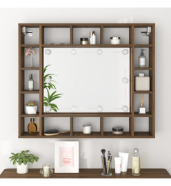 Armoire à miroir avec LED Chêne marron 91x15x76,5 cm