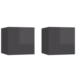 Meubles TV muraux 2 pcs Gris brillant 30,5x30x30 cm