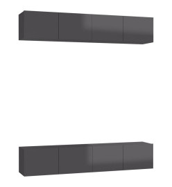 Meubles TV 4 pcs Gris brillant 80x30x30 cm Aggloméré