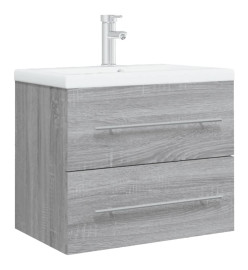 Meuble lavabo avec bassin intégré Sonoma gris Bois d'ingénierie