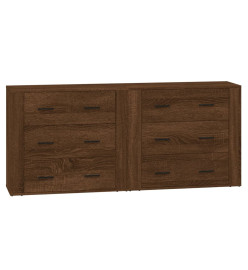 Buffets 2 pcs chêne marron bois d'ingénierie