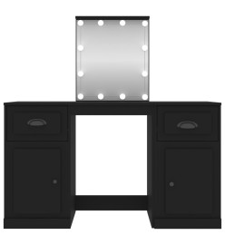 Coiffeuse avec LED noir 130x50x132,5 cm