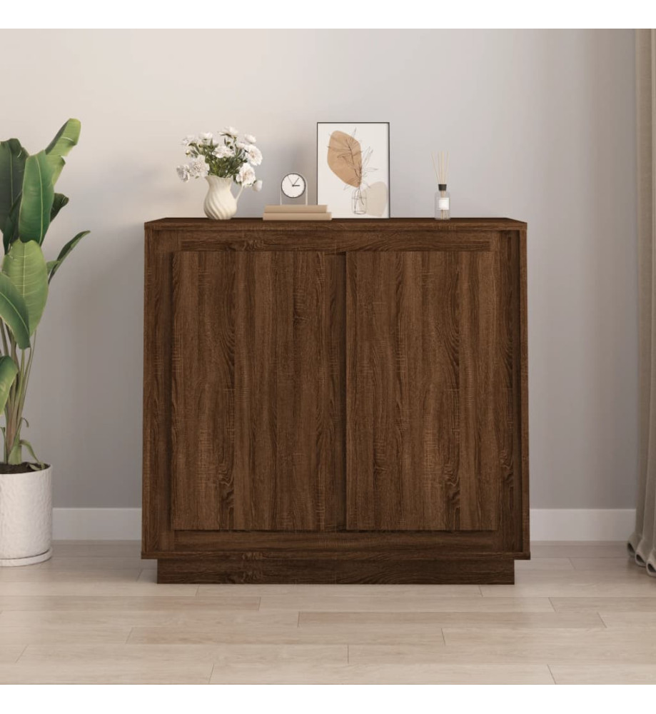 Buffet chêne marron 80x34x75 cm bois d'ingénierie