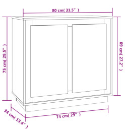 Buffet chêne marron 80x34x75 cm bois d'ingénierie