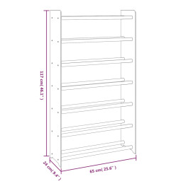 Étagère à chaussures Gris 65x24x117 cm Bois d'ingénierie