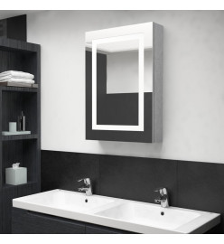 Armoire de salle de bain à miroir LED gris béton 50x13x70 cm