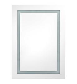 Armoire de salle de bain à miroir LED gris béton 50x13x70 cm