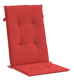 Coussins de chaise de jardin dossier haut lot de 4 rouge tissu