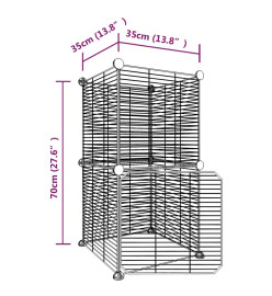 Cage animaux de compagnie à 8 panneaux et porte Noir 35x35 cm