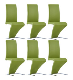 Chaises à manger avec forme de zigzag lot de 6 vert similicuir