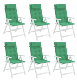 Coussins de chaise à dossier haut lot de 6 vert tissu oxford