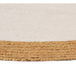 Tapis tressé Blanc et naturel 120 cm Jute et coton Rond