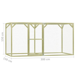 Poulailler 1,5x3x1,5 m Pinède imprégnée