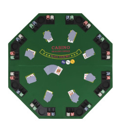 Dessus de table de poker pour 8 joueurs 2 plis Octogonal Vert