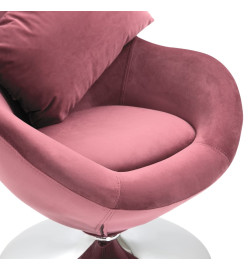 Fauteuil pivotant en forme d’œuf avec coussin Rose Velours