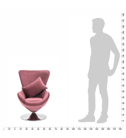 Fauteuil pivotant en forme d’œuf avec coussin Rose Velours