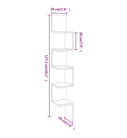 Étagère d'angle murale Chêne brun 20x20x127,5cm Bois ingénierie