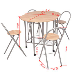 Ensemble de salle à manger pliable 5 pièces MDF