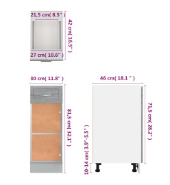 Armoire de plancher à tiroir Sonoma gris 30x46x81,5 cm