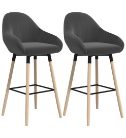 Tabourets de bar lot de 2 gris foncé tissu