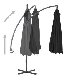 Parasol déporté avec mât en acier 300 cm Noir