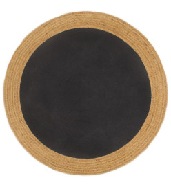 Tapis tressé Noir et naturel 90 cm Jute et coton Rond