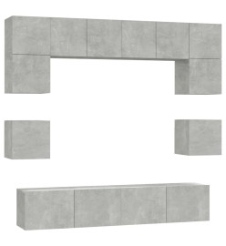 Ensemble de meubles TV 8 pcs Gris béton Bois d'ingénierie