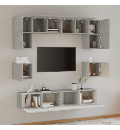 Ensemble de meubles TV 8 pcs Gris béton Bois d'ingénierie