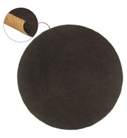 Tapis tressé réversible Anthracite et naturel 90 cm Jute Rond