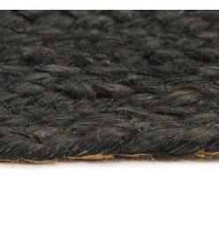 Tapis tressé réversible Anthracite et naturel 90 cm Jute Rond