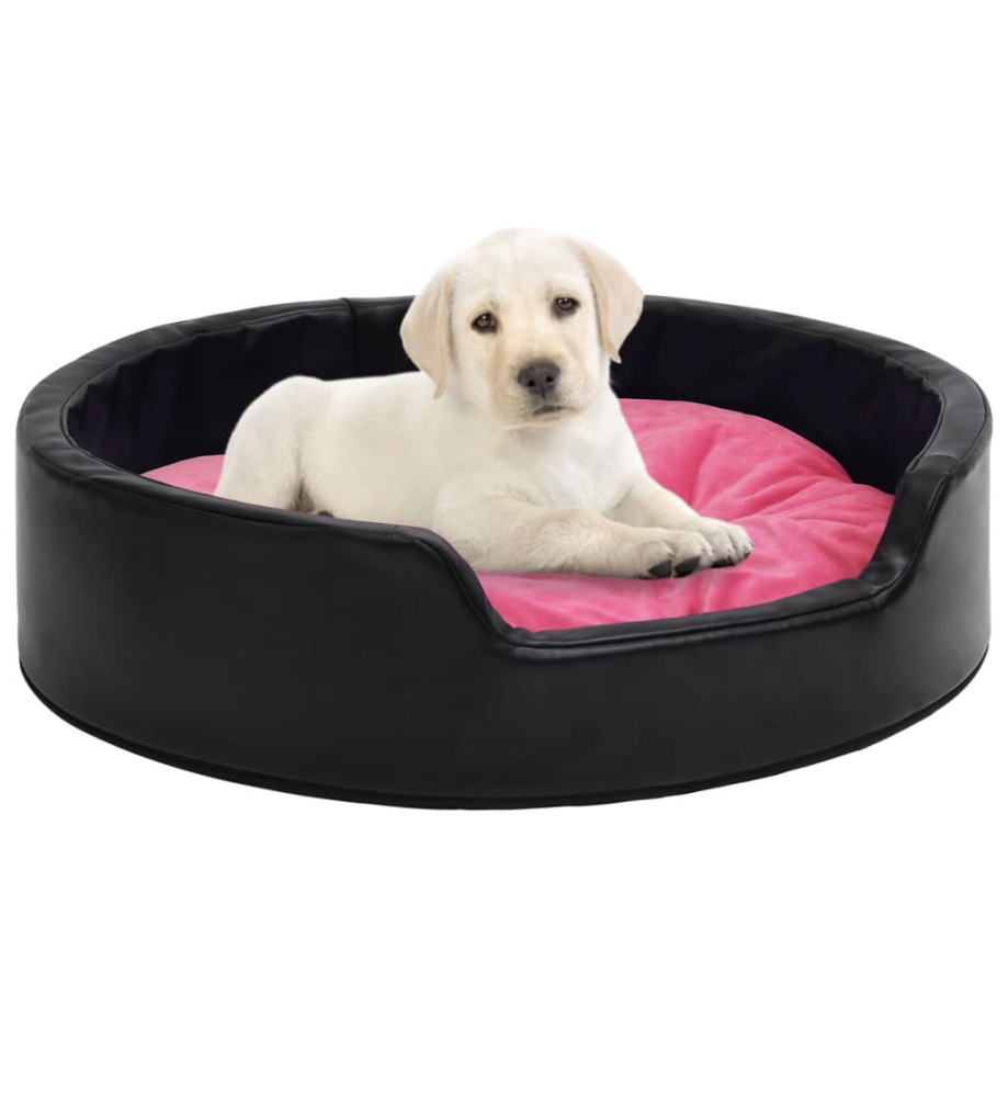 Lit pour chiens Noir et rose 79x70x19 cm Peluche et similicuir