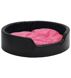 Lit pour chiens Noir et rose 79x70x19 cm Peluche et similicuir