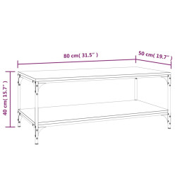 Table basse Chêne fumé 80x50x40 cm Bois d'ingénierie