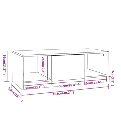 Table basse noir 102x50x36 cm bois d'ingénierie