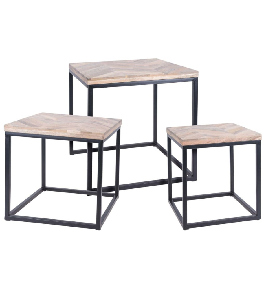 H&S Collection Ensemble de tables d'appoint 3 pcs Teck