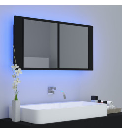 Armoire à miroir de salle de bain LED Noir 90x12x45 Acrylique