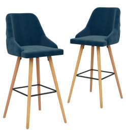 Tabourets de bar lot de 2 bleu velours