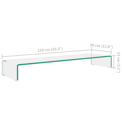 Meuble TV/ de moniteur 110 x 30 x 13 cm Verre Transparent