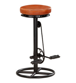 Tabourets de bar lot de 2 noir/marron cuir véritable de chèvre