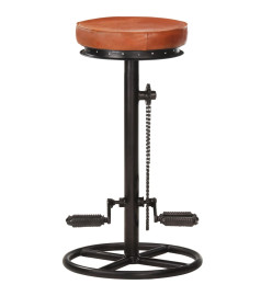 Tabourets de bar lot de 2 noir/marron cuir véritable de chèvre