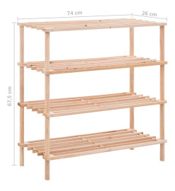 Range-chaussures à 4 étagères Bois de sapin solide