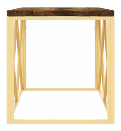 Table basse acier inoxydable et bois massif de récupération