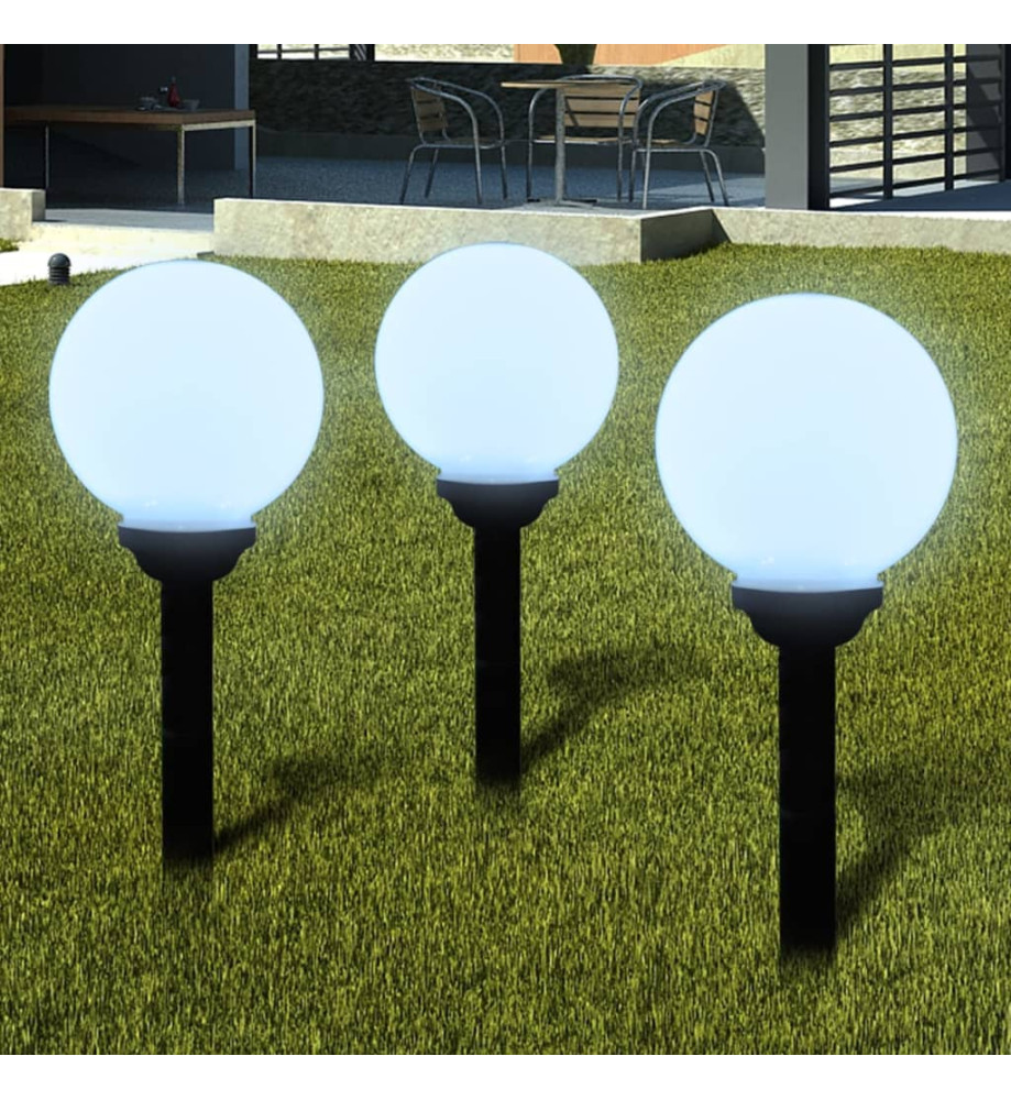 Lampes d'allée à LED 3 pcs 20 cm avec piquet de sol